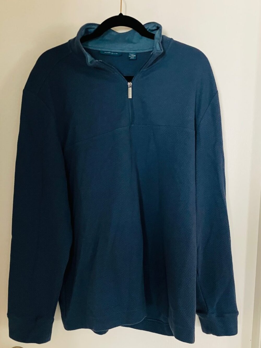 PERRY ELLIS BLUE COLLAR TOP HALF ZIP SIZE XXL